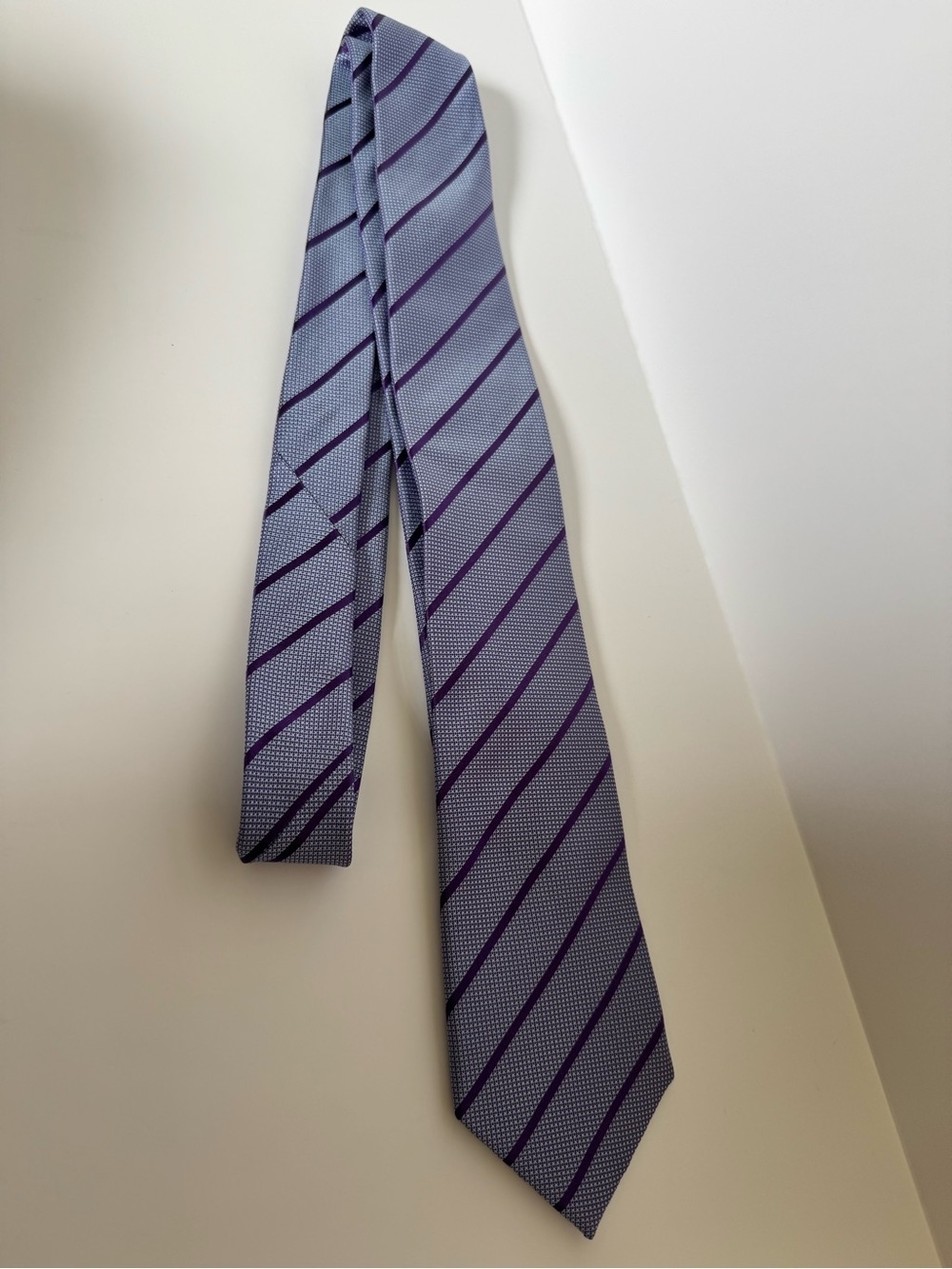 Tattersall London 100% Silk Tie Purple Stripe Extra Long 61” Necktie